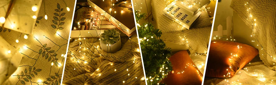 Outdoor Remote Control Copper Wire Lights Christmas Tree Light String Starry Sky Flower Wreath Decorative Lights