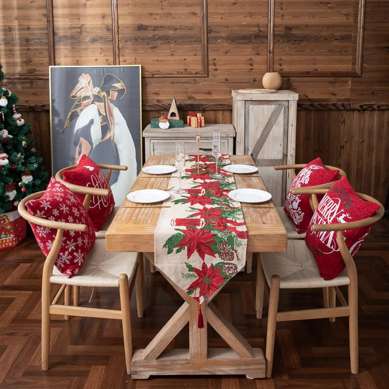 Christmas Table Runner Soft Durable Seasonal Winter Xmas Holiday Kitchen Dining Table Decoration for Indoor Outdoor Home Party