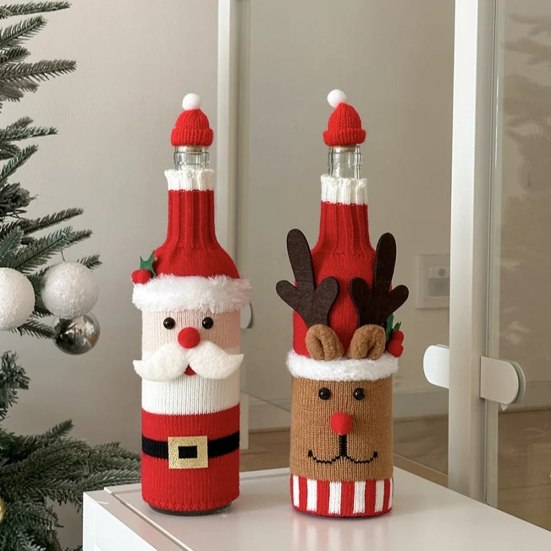 Christmas Supplies Christmas Home Decorations Knitted Wine Bottle Cover for Red Wine Champagne Bottles Restaurant Party Supplies