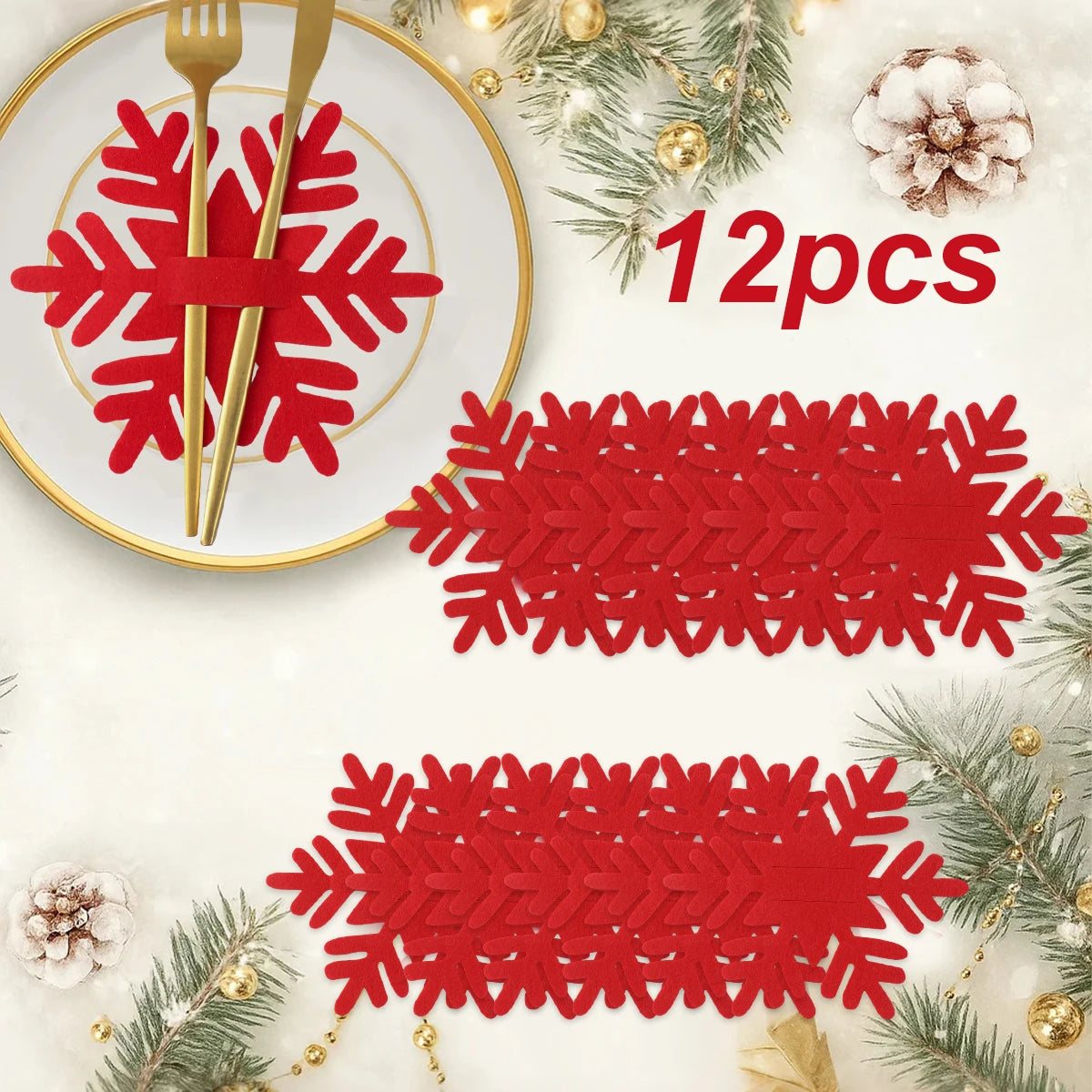 12pcs Christmas Felt Cutlery Holders with Tree Snowflake Design Merry Christmas Decoration for Home 2025 Navidad Natal New Year