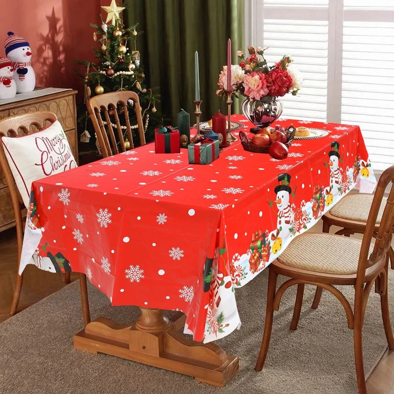 Christmas Tablecloth Christmas Party Decoration 2025 Xmas Table Decor Santa Claus Table Cover Navidad Natal New Year Gift 2026