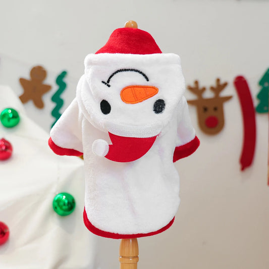 Pet Cute Snowman Christmas Clothes Cat Dog Clothes Autumn and Winter Comfort Pullover Hoodie Happy Dog Clothing