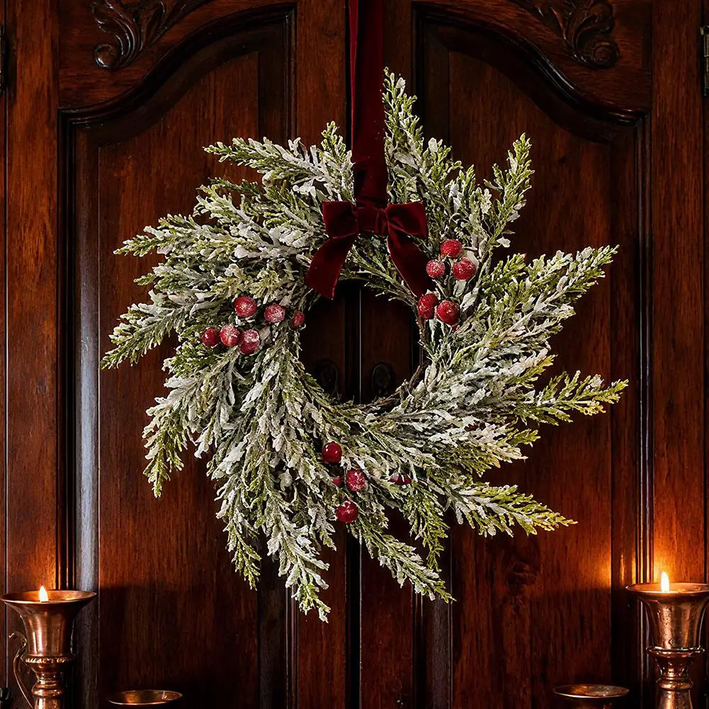 Christmas Kitchen Cabinet Wreaths With Bow Ribbon Hanging Cabinet Doors Wreaths Decor Kitchen Window Outdoor Indoor Holiday