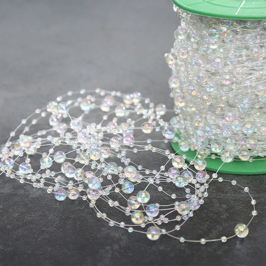 Christmas Decorative Bead Chain – 30m Transparent Colorful DIY Bead String