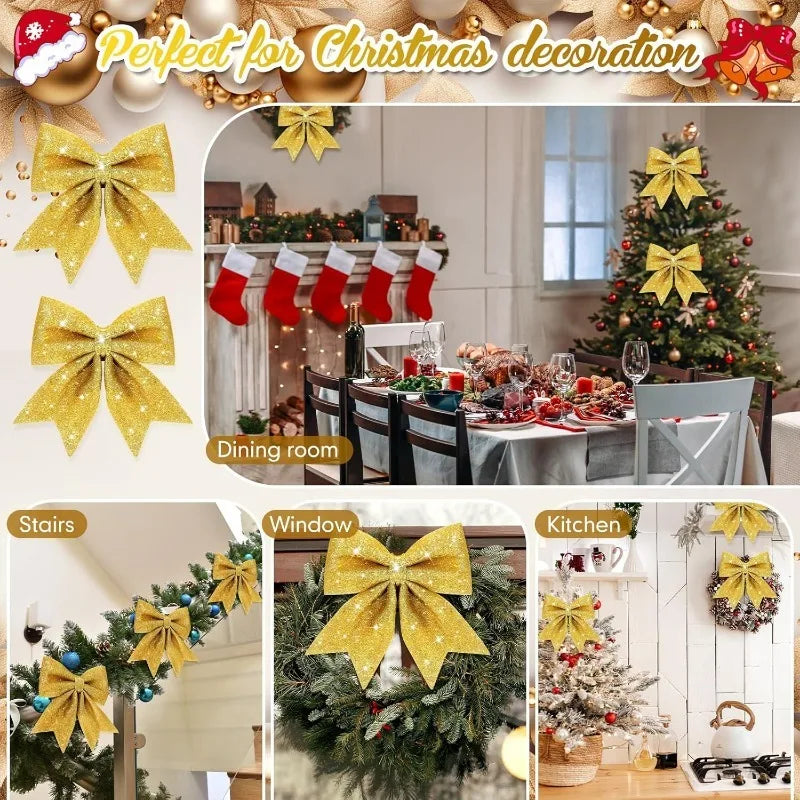 25cm Christmas Bow Hanging Decoration Xmas Tree Ornaments Party Home Room Decor New Year 2025 Gift Box Navidad Christmas Supplie