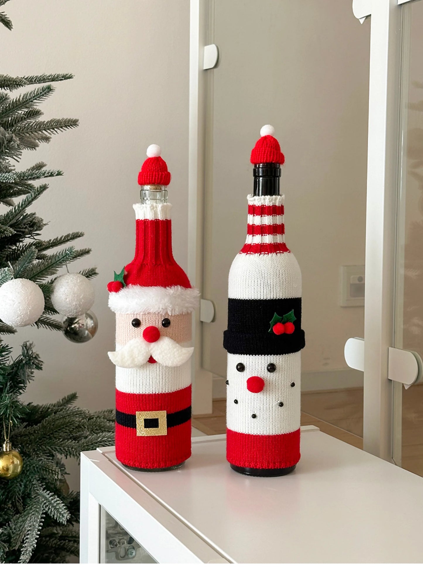 Christmas Supplies Christmas Home Decorations Knitted Wine Bottle Cover for Red Wine Champagne Bottles Restaurant Party Supplies