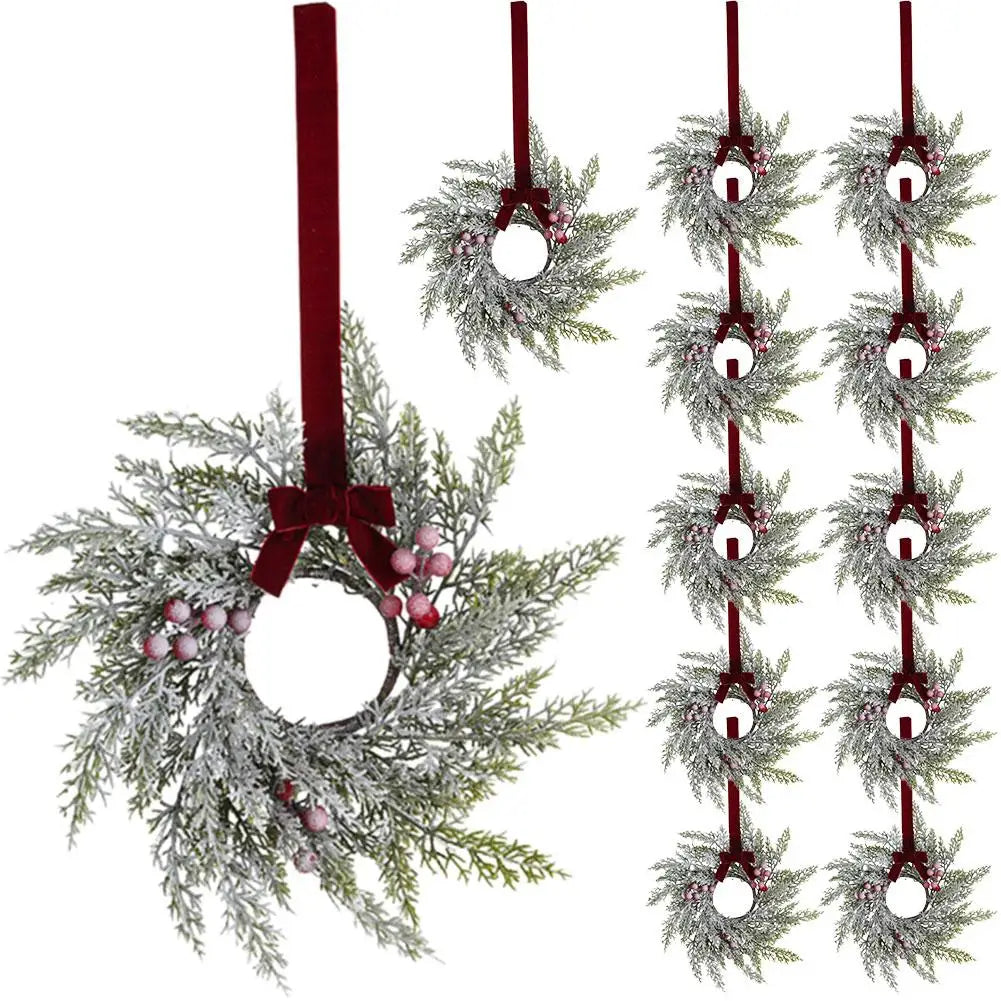 Christmas Kitchen Cabinet Wreaths With Bow Ribbon Hanging Cabinet Doors Wreaths Decor Kitchen Window Outdoor Indoor Holiday