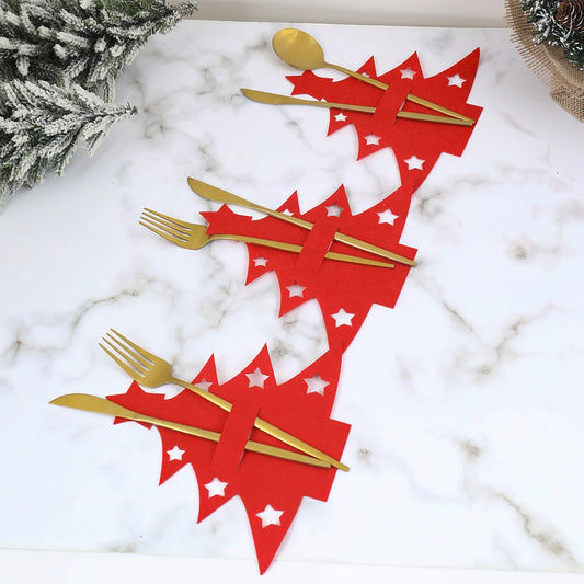 12pcs Christmas Felt Cutlery Holders with Tree Snowflake Design Merry Christmas Decoration for Home 2025 Navidad Natal New Year