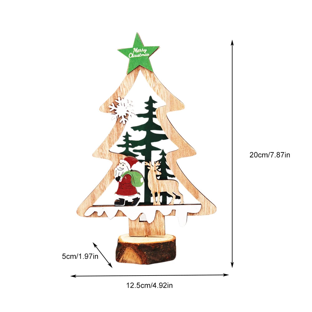 Christmas Decoration DIY Wooden Crafts Creative Ornaments Santa Claus Snowman Reindeer Christmas Desktop Decoration Gifts