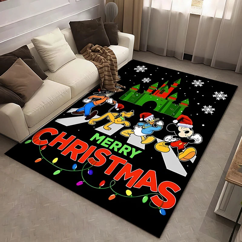 Christmas Disney Mickey Mouse Carpet for Living Room Home Decor Large Area Rug Bedroom Floor Rug Non-slip Easy Washable Mat