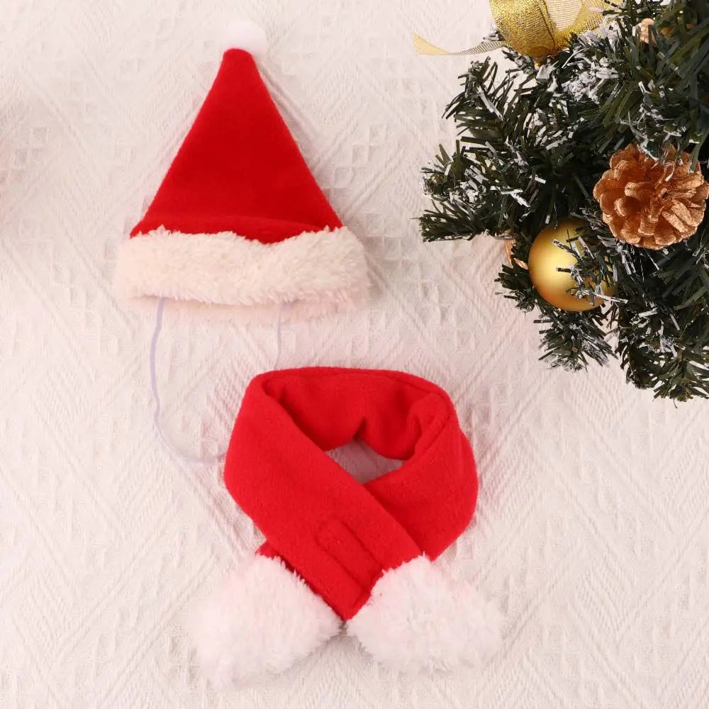 Cute Winter Pet Cloak Dog Cat Christmas Clothes Warm Puppy Santa Red Scarf Hat Head Funny Christmas Pet Costume Dog Cat Cloaks