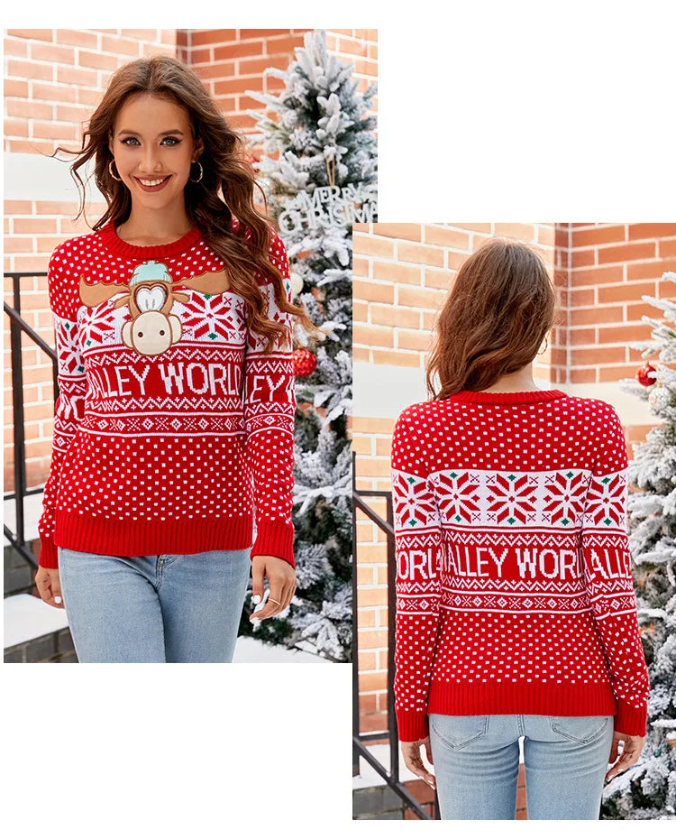 2025 Christmas Sweater Women Men, Xmas Tree Embroidery Knit Sweater, Casual Holiday Party Pullover, Funny Xmas Gift