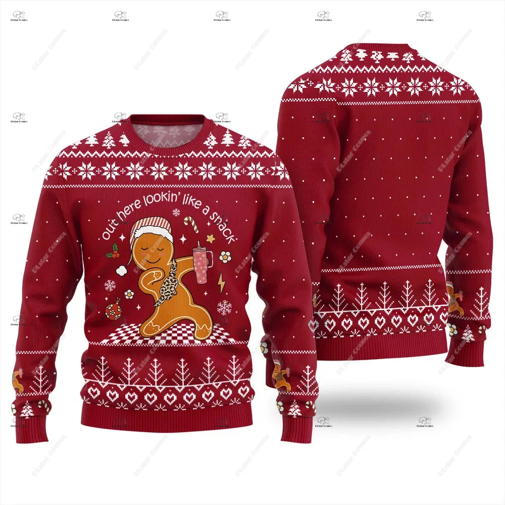 Christmas Santa Claus Pet Cat Knitted Ugly Sweater Graffiti Retro Vintage 3DPrint Pullover Harajuku Casual Funny Long Sleeves 12