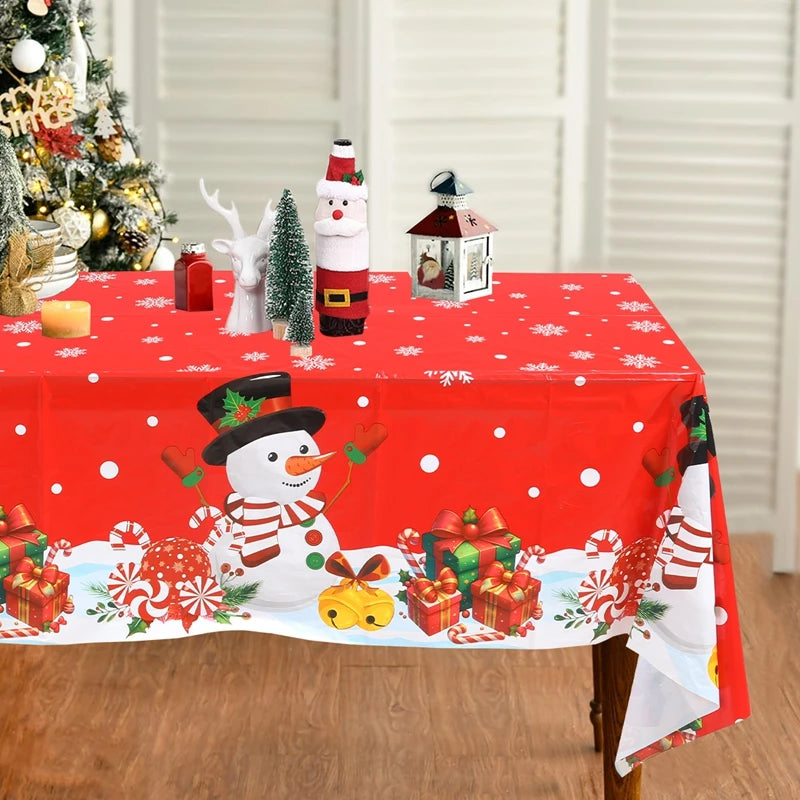 Christmas Tablecloth Christmas Party Decoration 2025 Xmas Table Decor Santa Claus Table Cover Navidad Natal New Year Gift 2026