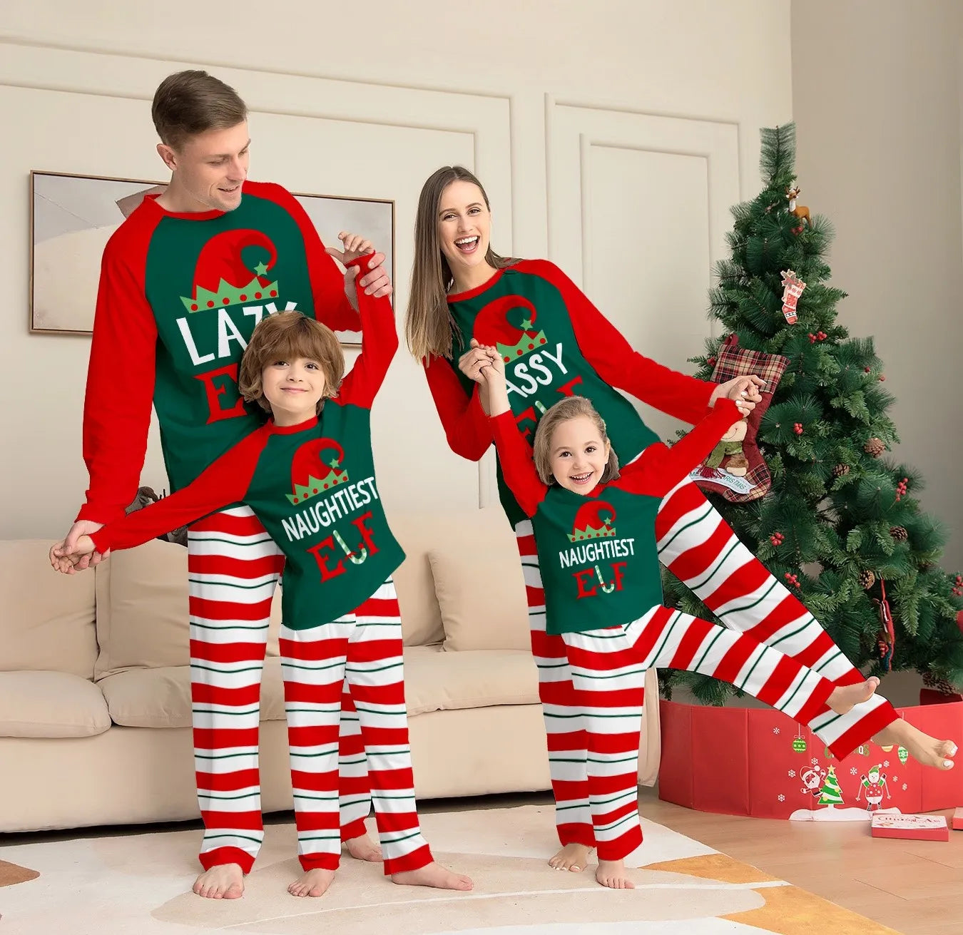New Year's Costumes 2025 Cartoon Print Christmas Family Matching Pajamas Women Men Boys Girls Soft Clothing Set Cute Xmas Look