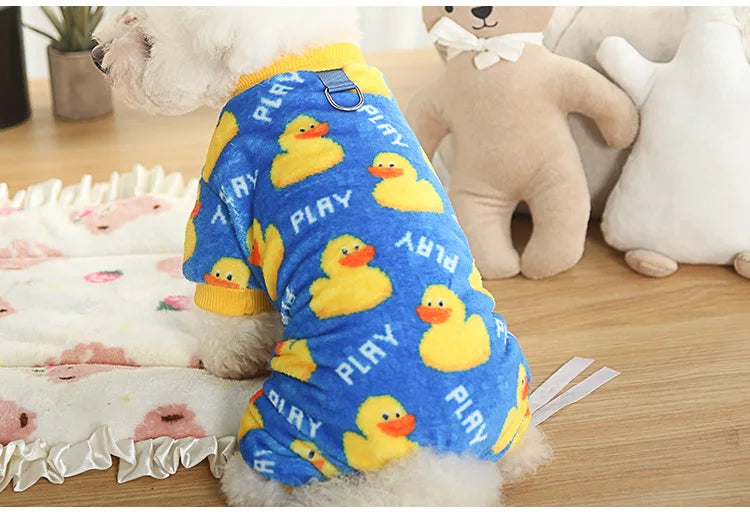 Christmas Pet Dog Pajamas for Cat Clothes Warm Pyjama Jumpsuit for Small Dogs Sleepingwear Winter Flece Pet Chihuahua Coat 강아지옷