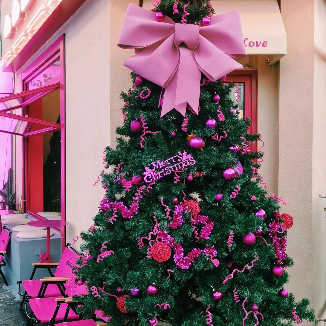Pink/Red Christmas Bows Outdoor Decorations Large Christmas Tree Top Bow Velvet Wreath Birthday Christmas Front Door Decoration