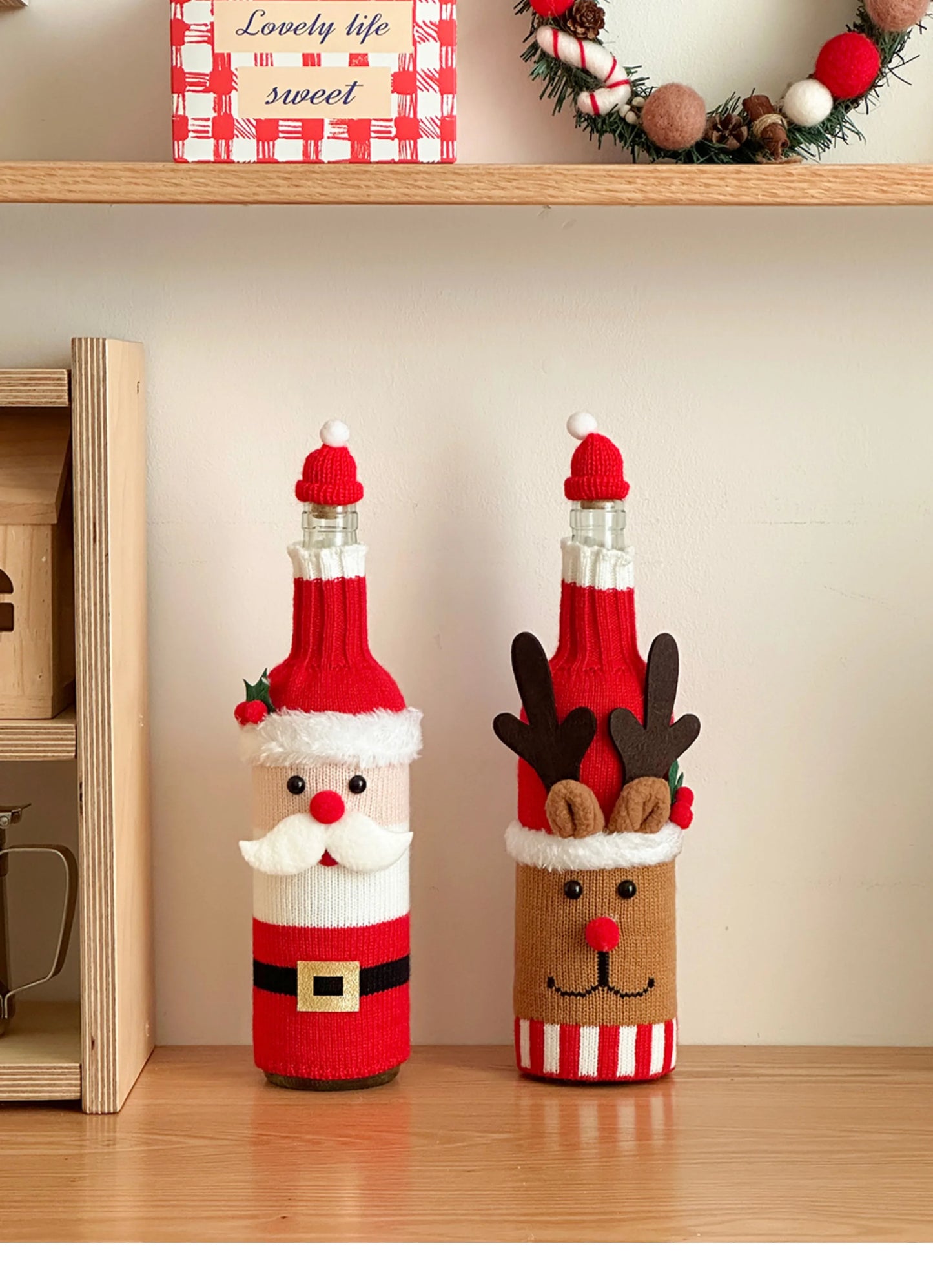 Christmas Supplies Christmas Home Decorations Knitted Wine Bottle Cover for Red Wine Champagne Bottles Restaurant Party Supplies