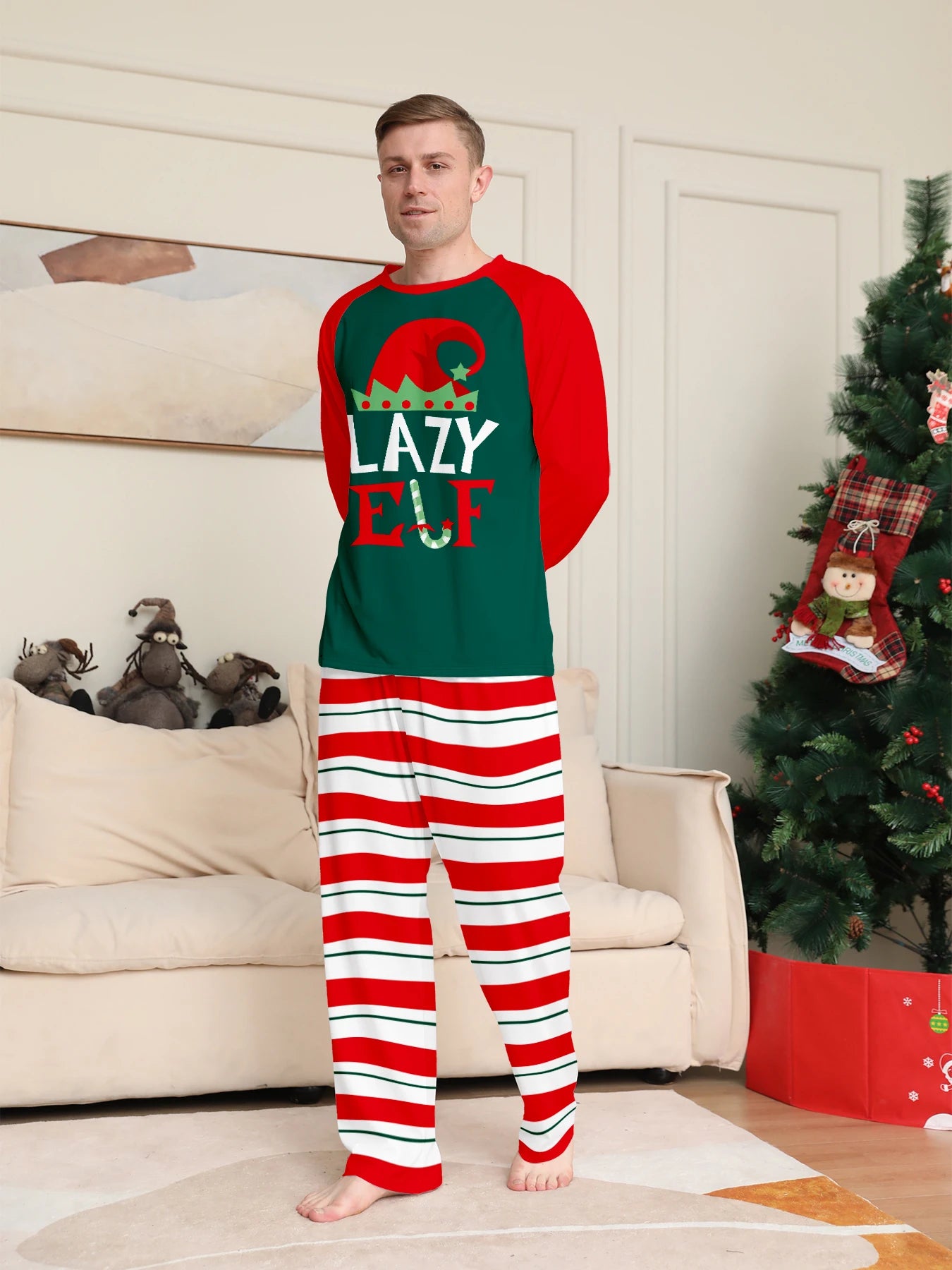 New Year's Costumes 2025 Cartoon Print Christmas Family Matching Pajamas Women Men Boys Girls Soft Clothing Set Cute Xmas Look