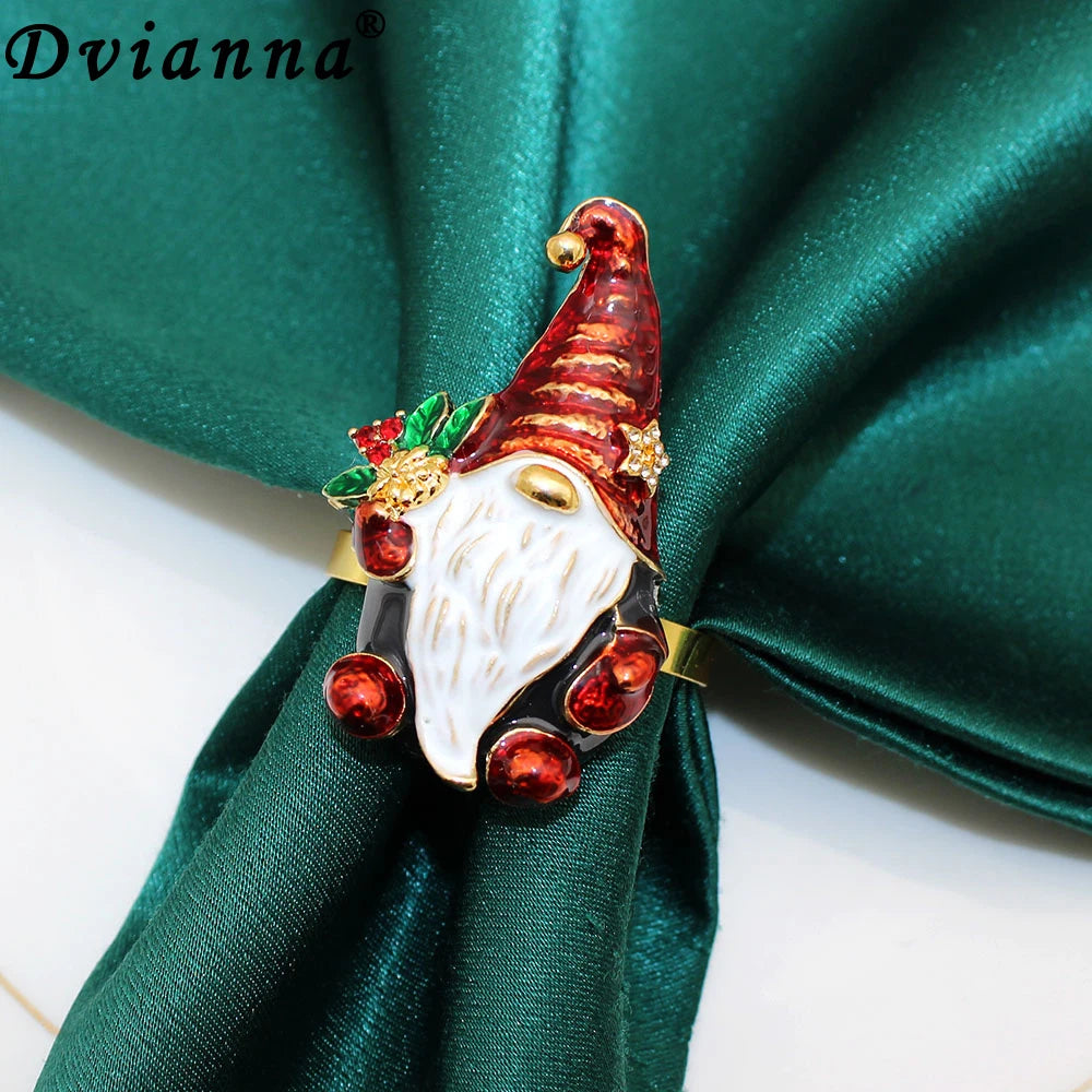 6Pcs Christmas Napkin Rings Xmas Pine Cone Wreath Car Napkin  Buckle for Christmas Wedding Party Table Decoration HWC255
