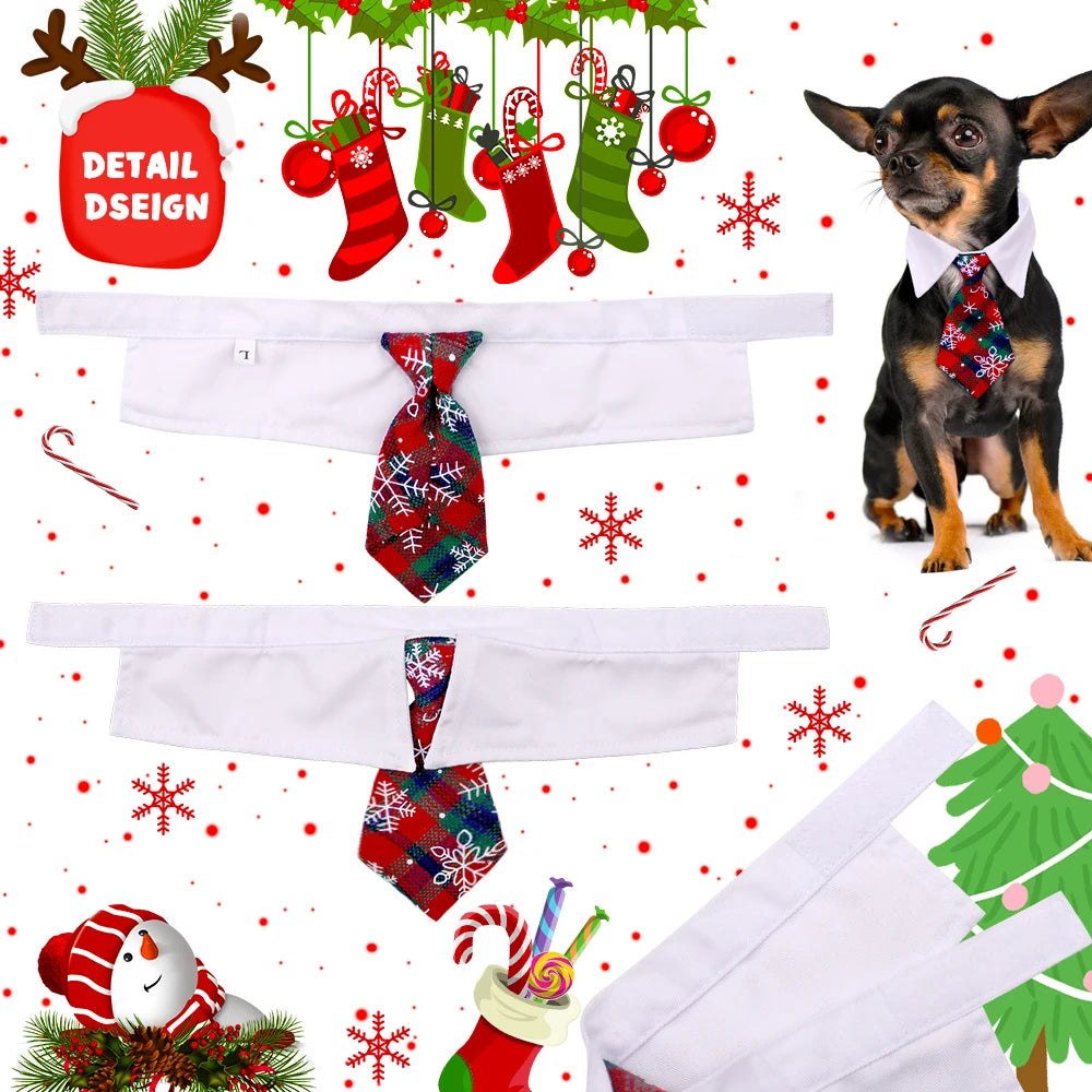 1PC Christmas Neckties For Dogs Winter Classical Plaid Adjustable Dog Collars Pet Dog Grooming Accessories Puppy Bowties