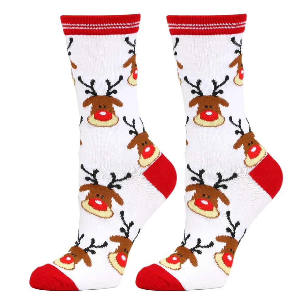Christmas Mid-Calf Socks for Men Women Santa Claus Autumn Winter Gingerbread Man Cotton Elastic Gift Party Calf-Length Socks