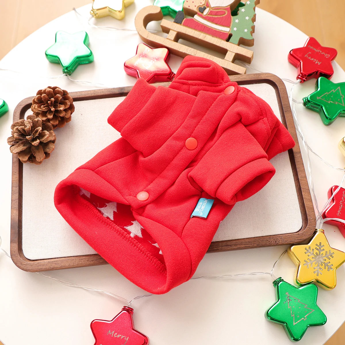 Pet Clothes Autumn and Winter Warm Hoodie for Cats and Dogs Sweater Red Christmas Dress