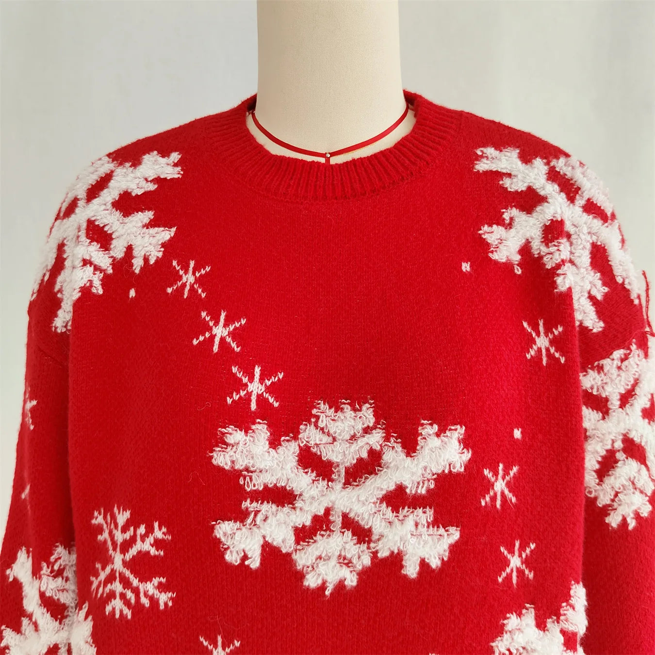 Christmas Sweater For Women Casual O Neck Long Sleeve Snowflake Printed Knitted Printed Sweater Women Pullover