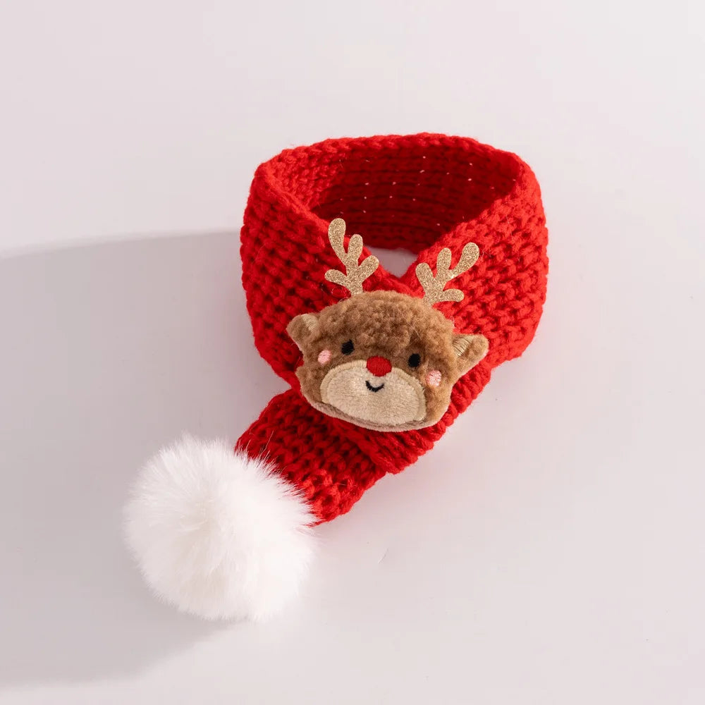 Christmas Cat Hat Cat Knitted Scarf Set Soft Winter Christmas Soft Santa Claus Costume Scarf For Dog Cats Pet Xmas Cat Supplies