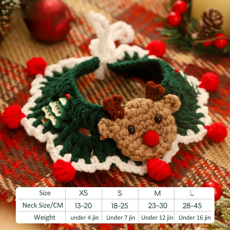 Pet Clothing Costume Christmas Cat Collar Hand-Knitted Pet Scarf Cute Xmas Kitty Santa Costume Clothing Christmas Party Supplies