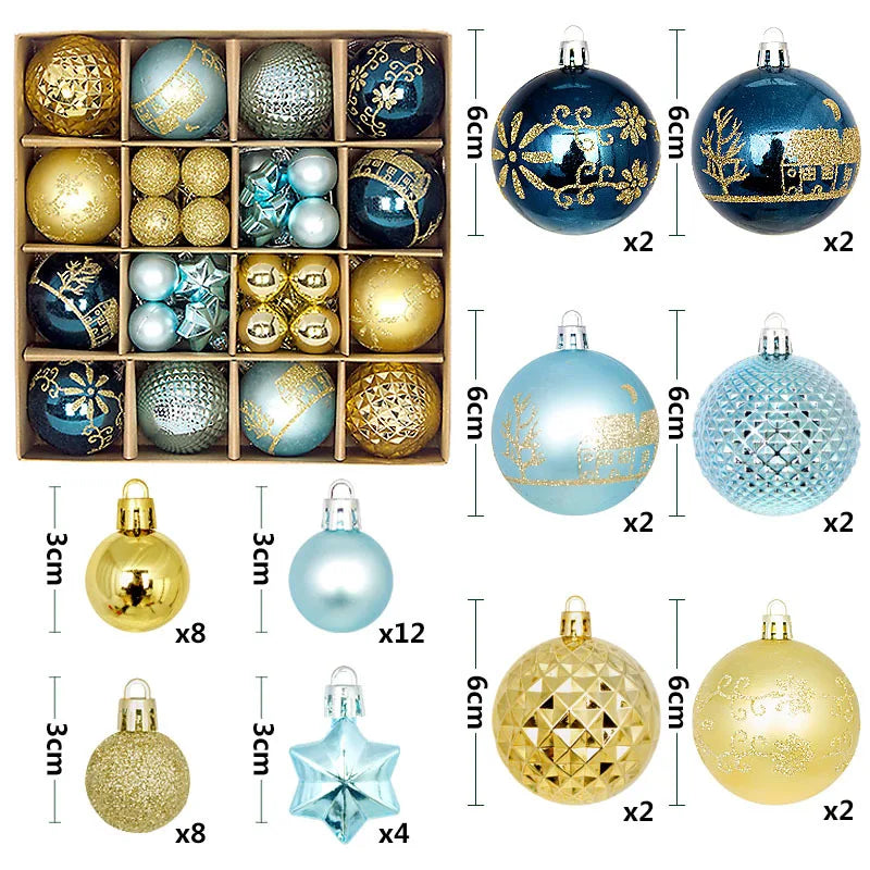 44Pcs 6CM Christmas Ball Christmas Decoration Xmas Tree Pendent Ornaments Home Decor Navidad Party New Year 2026 Party Supplies