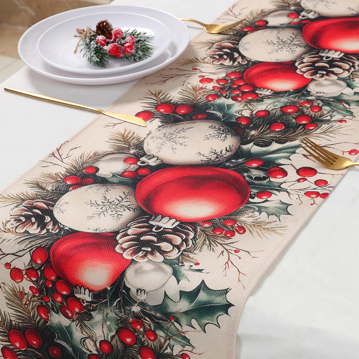 Christmas Table Runner Christmas Home Decorations 2026 Xmas Tablecover Winter Holiday Kitchen Dining Navidad Table Decoration