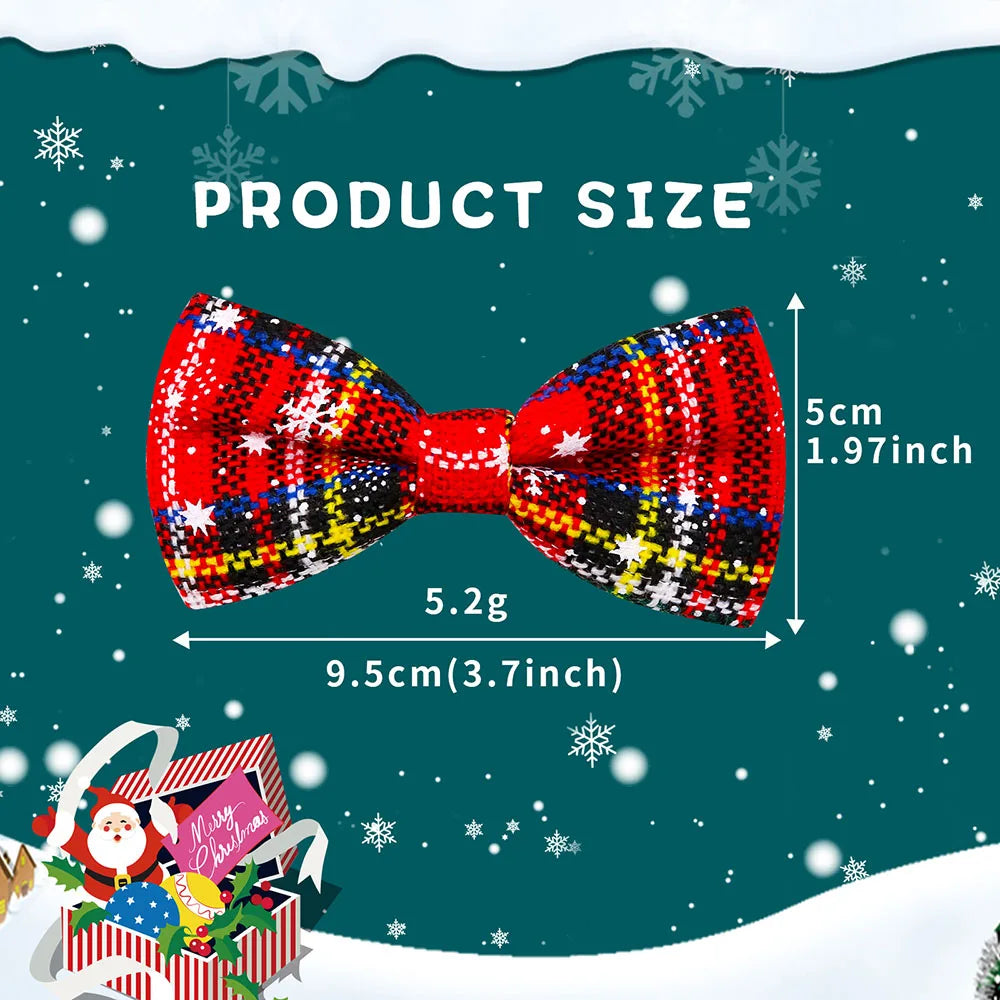50PCS Christmas Dog Bows Removable Small Dogs Collar Pets Dogs Bow Tie Dog Christmas Accessories Pet Supplies Small Dog Bowties