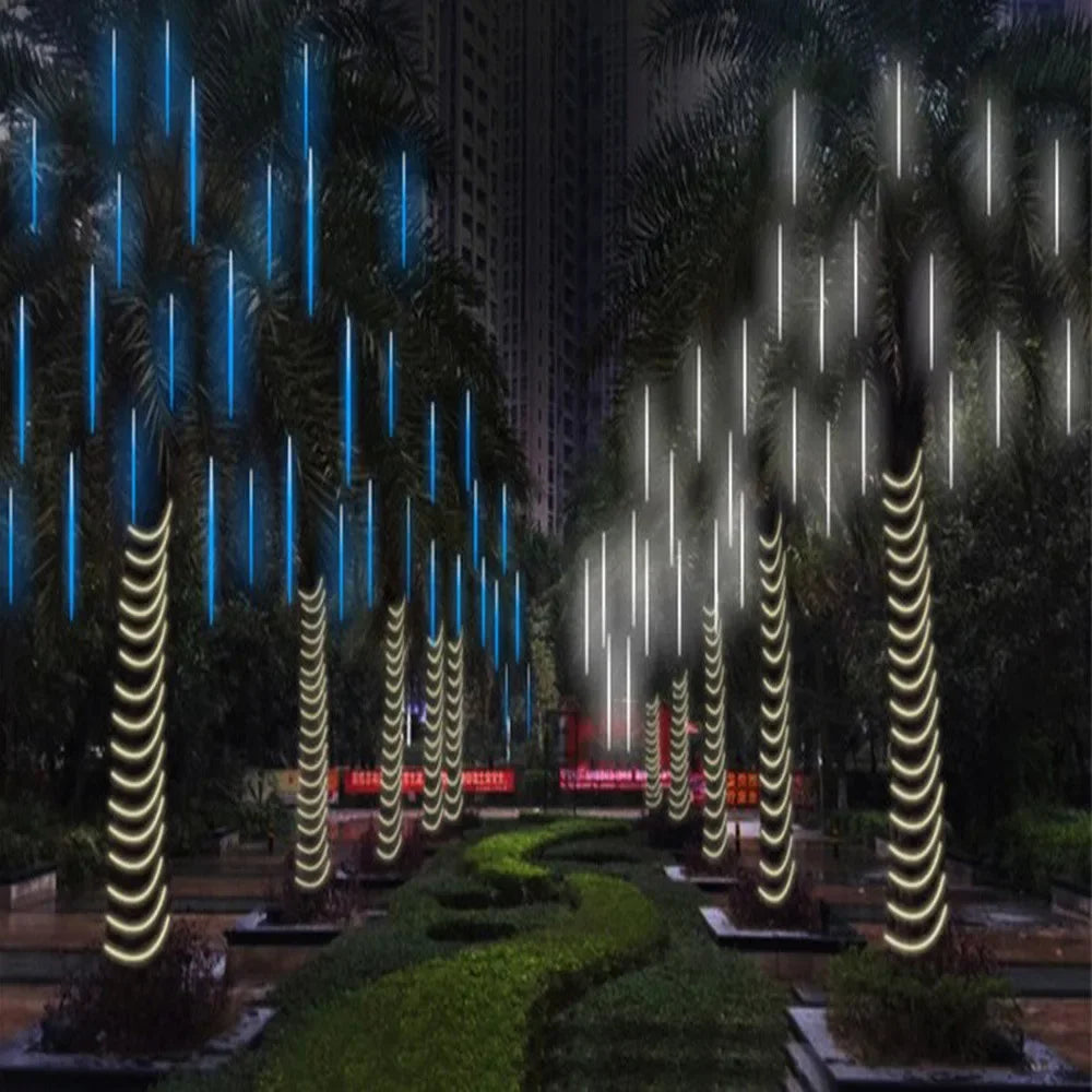 LED Meteor Shower Rain Lights Waterproof Falling Raindrop Fairy String Light for Christmas Holiday Party Patio garden decoration