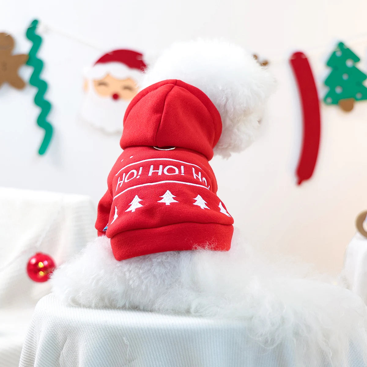 Pet Clothes Autumn and Winter Warm Hoodie for Cats and Dogs Sweater Red Christmas Dress