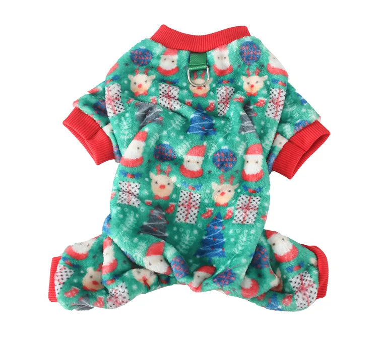 Christmas Pet Dog Pajamas for Cat Clothes Warm Pyjama Jumpsuit for Small Dogs Sleepingwear Winter Flece Pet Chihuahua Coat 강아지옷