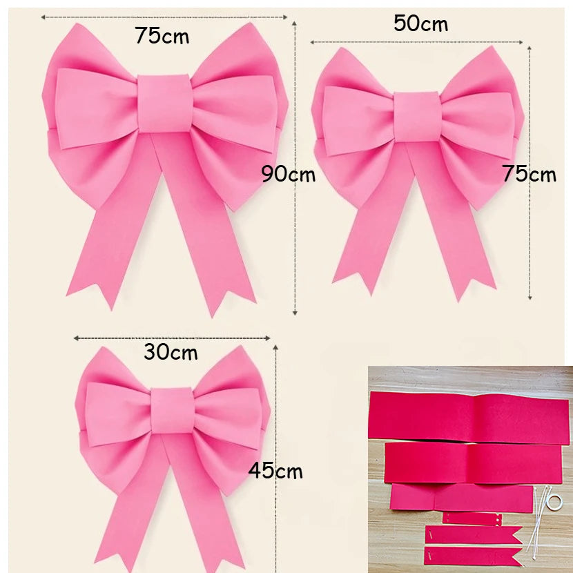 Pink/Red Christmas Bows Outdoor Decorations Large Christmas Tree Top Bow Velvet Wreath Birthday Christmas Front Door Decoration