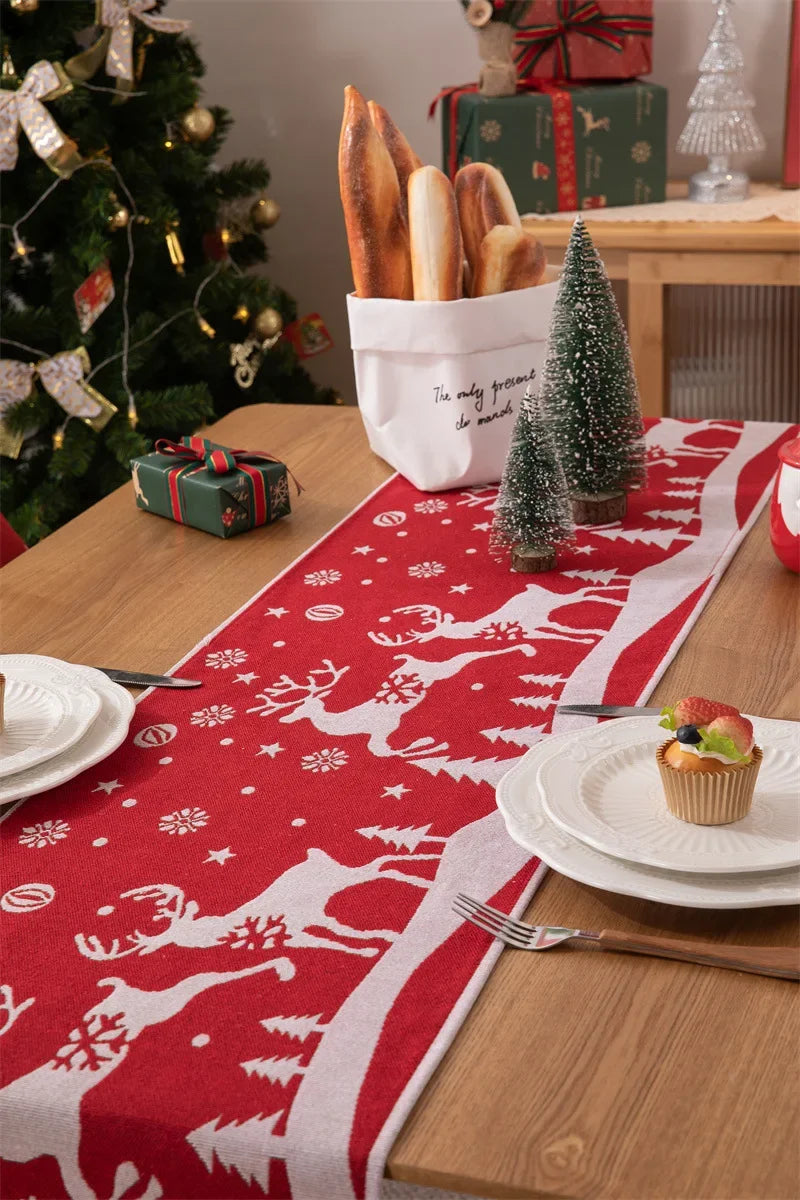 Christmas Table Runner Soft Durable Seasonal Winter Xmas Holiday Kitchen Dining Table Decoration for Indoor Outdoor Home Party