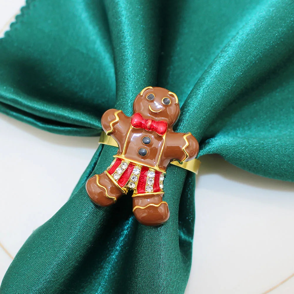 6Pcs Christmas Napkin Rings Xmas Pine Cone Wreath Car Napkin  Buckle for Christmas Wedding Party Table Decoration HWC255