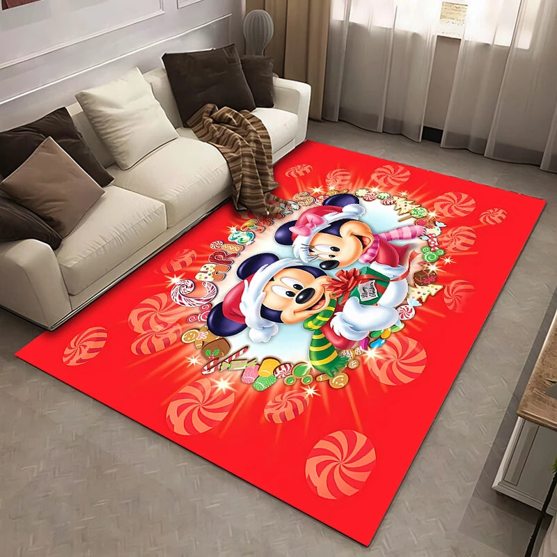 Christmas Disney Mickey Mouse Carpet for Living Room Home Decor Large Area Rug Bedroom Floor Rug Non-slip Easy Washable Mat