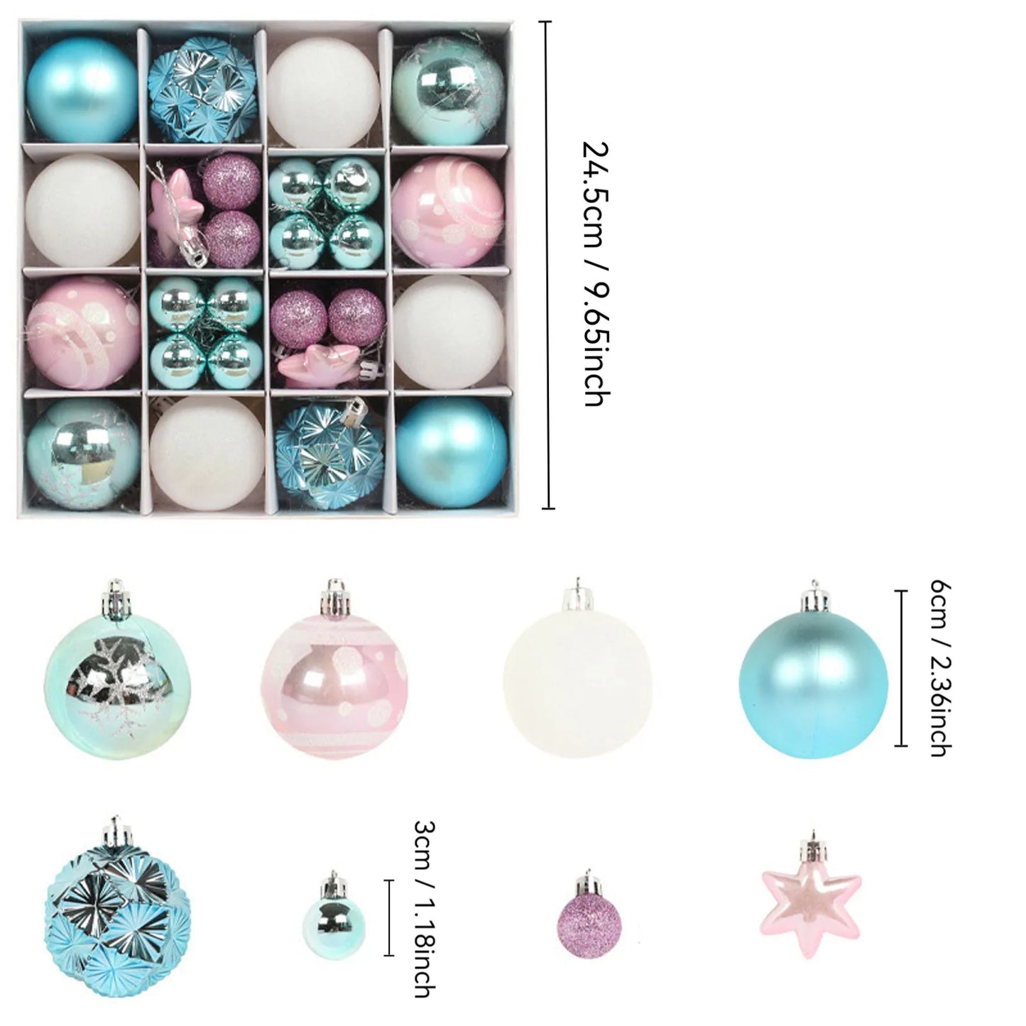44Pcs Christmas Balls Set Decoration Christmas Tree Mixed Balls Hanging Ornament Pendant Christmas Decoration 2025 Navidad Gift