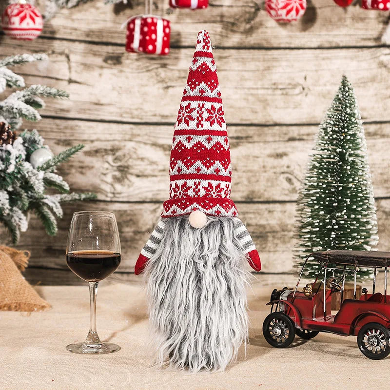 41CM Christmas Gnomes Wine Bottle Decorations Faceless Santa Claus Wine Gift Bag Cover Party Family Gathering Holiday Decor