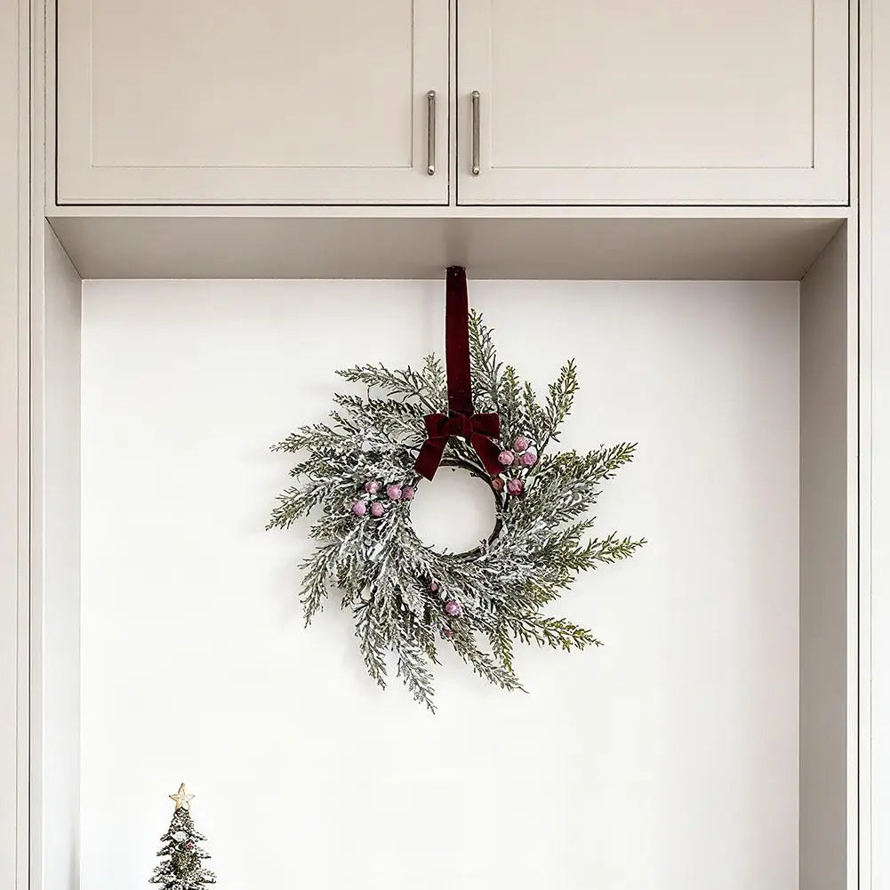Christmas Kitchen Cabinet Wreaths With Bow Ribbon Hanging Cabinet Doors Wreaths Decor Kitchen Window Outdoor Indoor Holiday