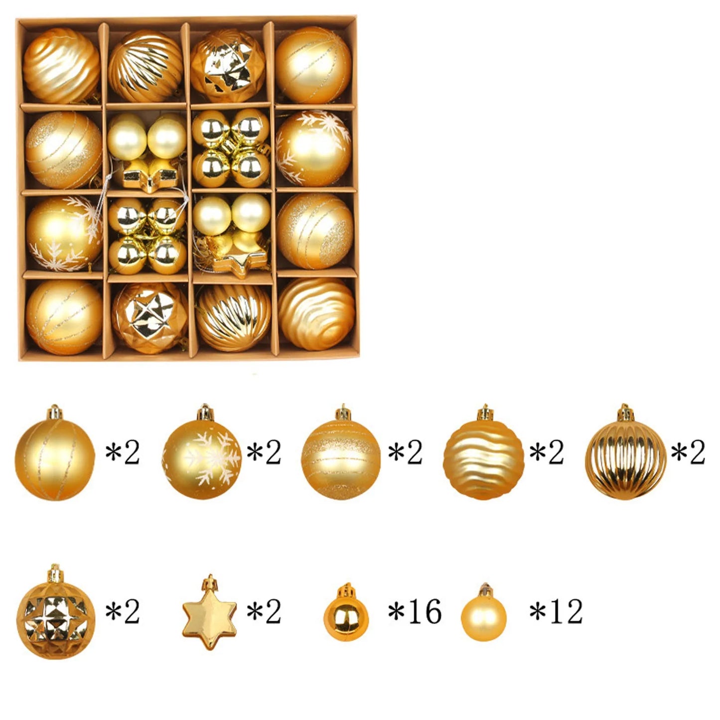 44Pcs Christmas Balls Set Decoration Christmas Tree Mixed Balls Hanging Ornament Pendant Christmas Decoration 2025 Navidad Gift