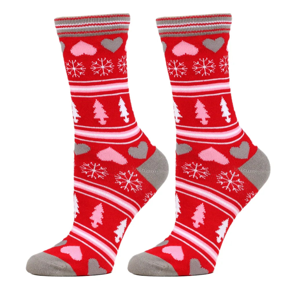 Christmas Mid-Calf Socks for Men Women Santa Claus Autumn Winter Gingerbread Man Cotton Elastic Gift Party Calf-Length Socks