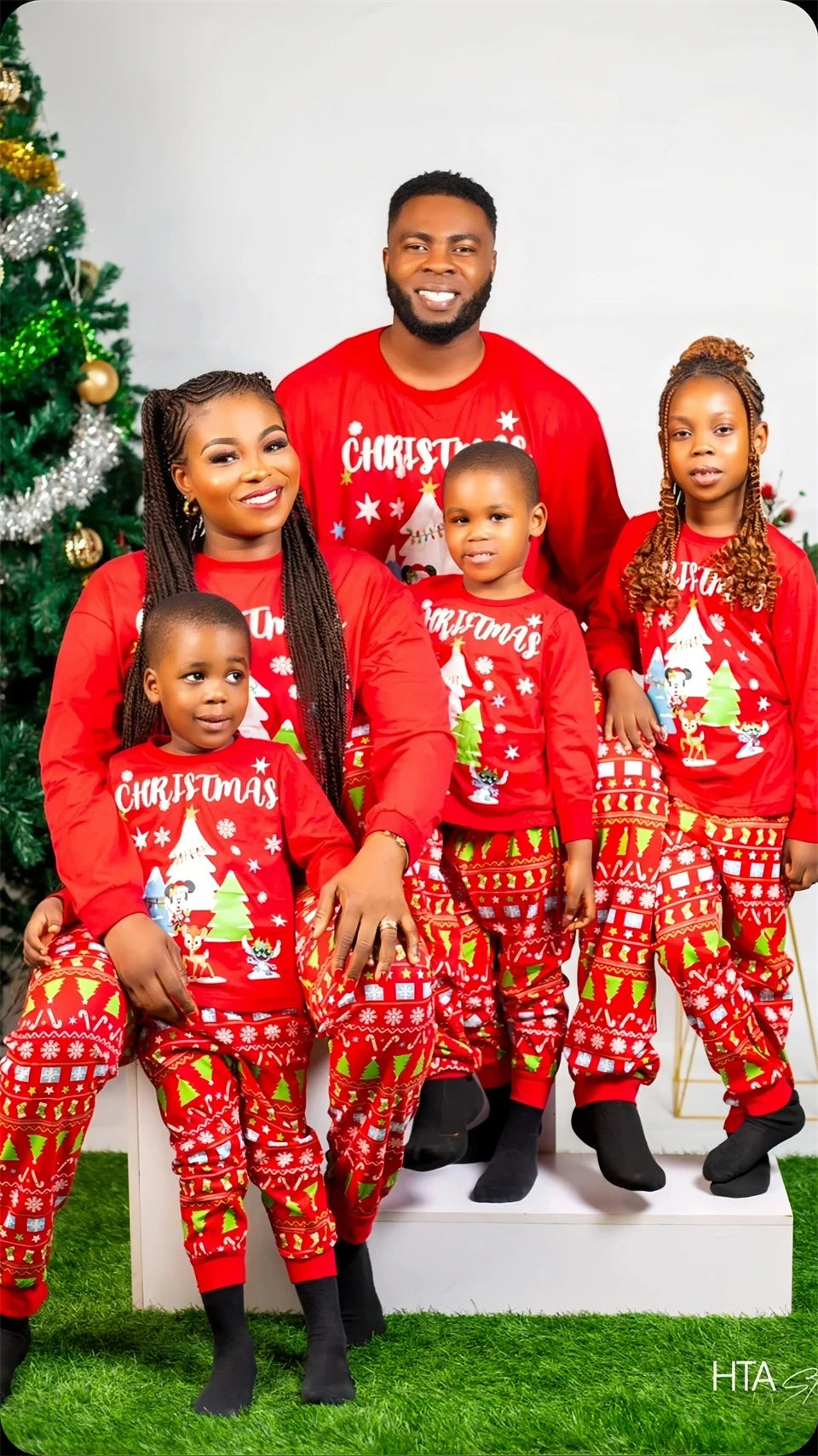 Christmas Family Pajamas – Cartoon Letter Print Matching Sleepwear for Adults & Kids