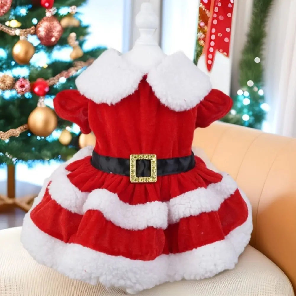 Fashion Cute Santa Claus Dog Skirt Soft Breathable Cats Christmas Dress Warm Pet Christmas Costume Xmas