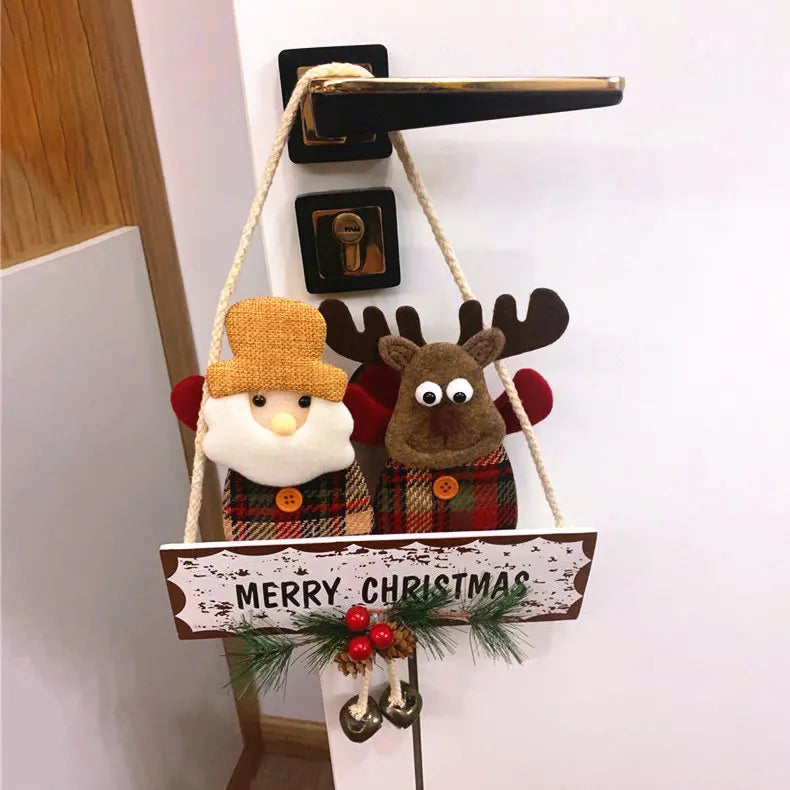Christmas Decoration Door Hanging Creative Elderly Snowman Elk Bell Display Window Pendant Holiday Gift Scene Decoration