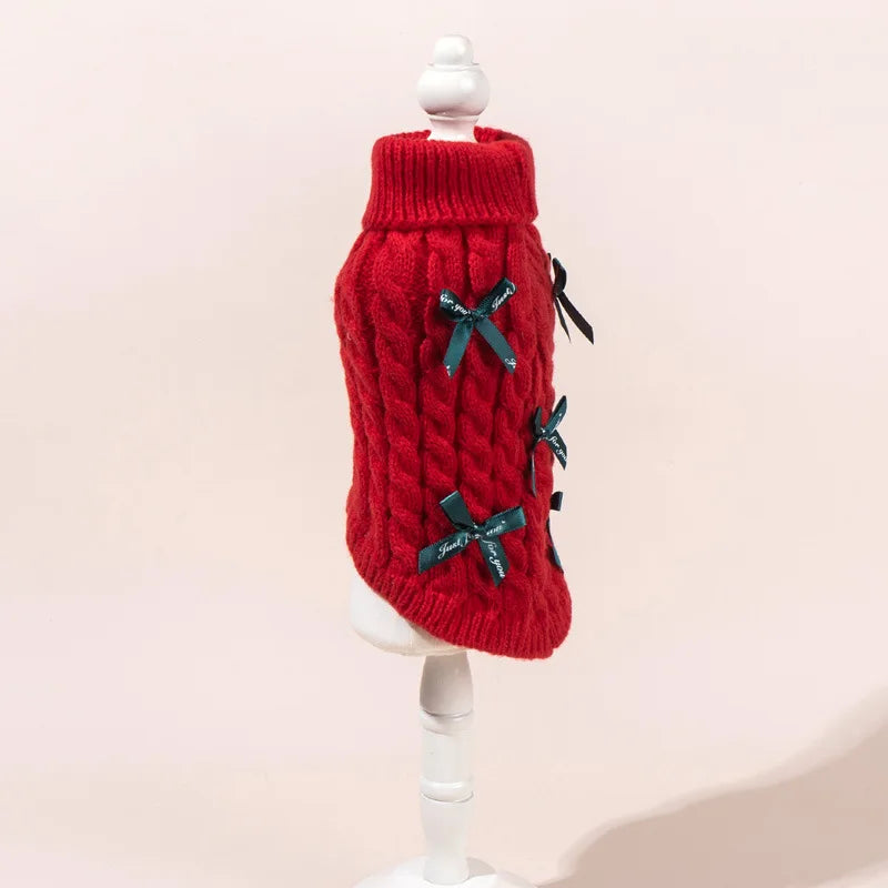 2025 New Pet Christmas Sweater Bowknot Princess Sweater For Cats Dogs Warm Winter Fall Apparel For Small Medium Pets