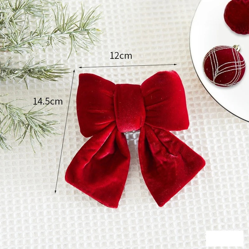 1/3pcs Large Red Velvet Christmas Bow Ornaments Xmas Tree Bowknot Hanging Pendant for Holiday New Year Party Gifts Decoration